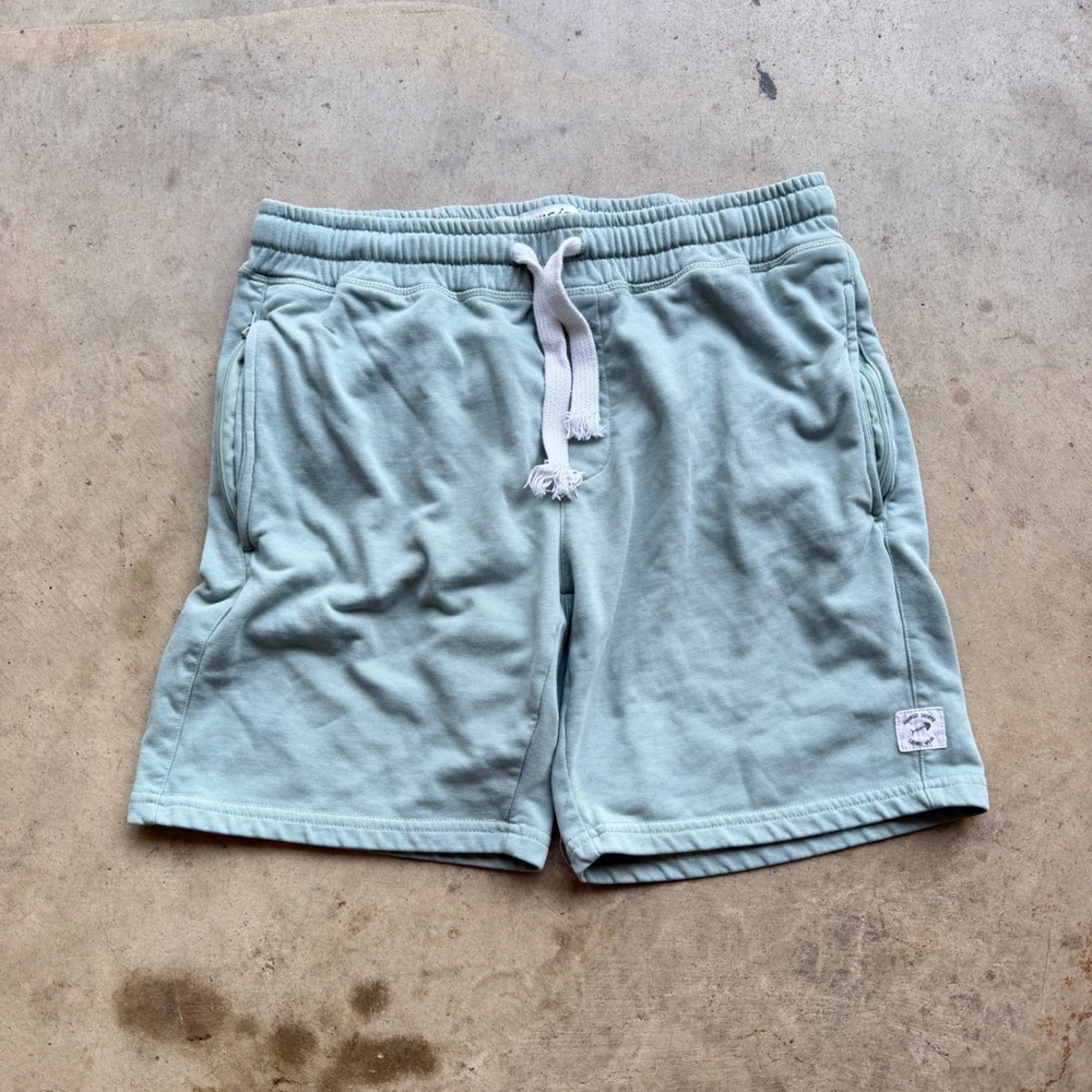 Maamgic Sweat Shorts Mens M Green Drawstring Elastic Waist Zipper Pockets Casual
